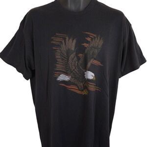 Vintage Bald Eagle T Shirt Mens Size XL Black 80s Animal Nature Tee Made In USA